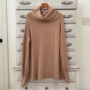 Pink Lily Tan Cowl Neck Sweater